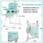 Reguliuojamo aukščio vaikiška kėdutė su dvigubu padėklu (Žalia)