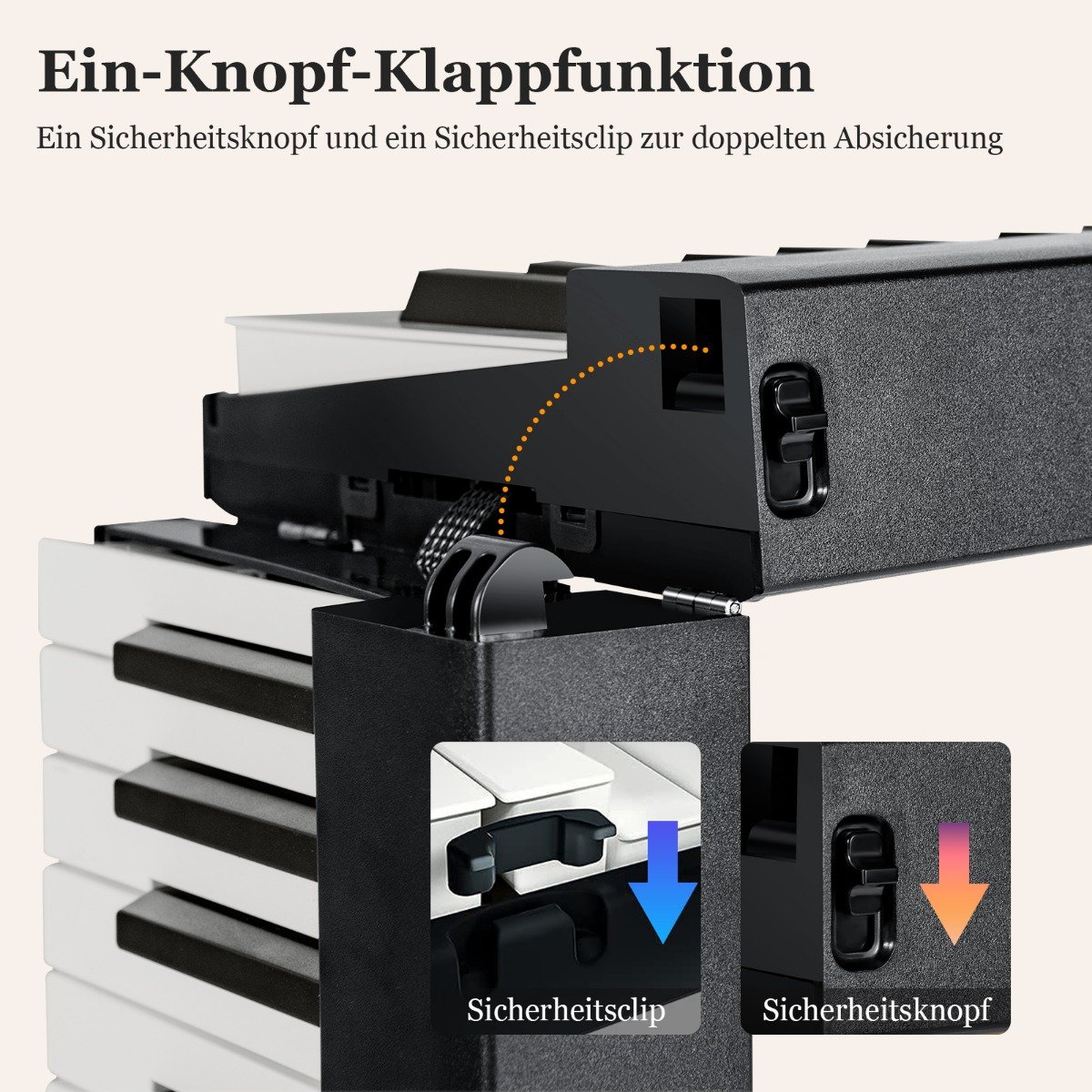 Sulankstomas elektroninis pianinas su 88 apšviečiamais klavišais (Juoda)
