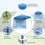 Sulankstoma pavėsinė su nuimama šonine sienele ir reguliuojamu aukščiu (Mėlyna)