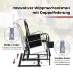 Sulankstoma lauko kėdė su supimo funkcija ir puodelių laikikliu (Juoda)