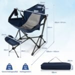 Sulankstoma kempingo kėdė su atlenkiama kojų atrama ir galvos atrama (Jūros mėlyna)