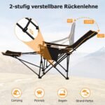 Sulankstoma kempingo kėdė su atramomis kojoms ir įmontuotu aušintuvu (Juoda)