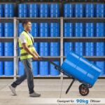 Vežimėlis statiniams su ratukais ir spyruokliniu kabliu (Juoda)