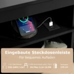 Kampinis TV staliukas su įkrovimo stotele ir keturiomis lentynomis (Juoda)