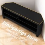 Kampinis TV staliukas su įkrovimo stotele ir keturiomis lentynomis (Juoda)