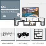 Modulinis televizoriaus staliukas su šešiais skyriais (Juoda)