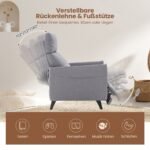 Reguliuojamas fotelis su kojų atrama ir laikymo kišenėmis (Pilka)