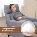 Reguliuojamas fotelis su kojų atrama ir laikymo kišenėmis (Pilka)