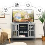 TV spintelė su durelėmis ir lentynomis 109 cm (Pilka)