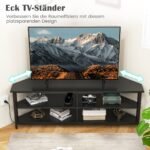 Kampinė TV spintelė su integruota įkrovimo stotele (Juoda)