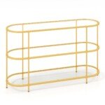 TV staliukas su trimis lentynomis iki 65 colių televizoriams (Auksinė)