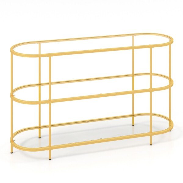 TV staliukas su trimis lentynomis iki 65 colių televizoriams (Auksinė)