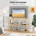 TV staliukas su trimis lentynomis iki 65 colių televizoriams (Auksinė)