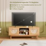 TV spintelė su dviem stalčiais ir atviromis lentynomis (Natūrali)