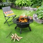 Reguliuojamo aukščio lauko ugniakuras su 360° besisukančiu griliumi (Juoda)