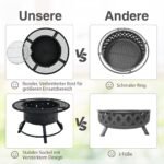 Reguliuojamo aukščio lauko ugniakuras su 360° besisukančiu griliumi (Juoda)