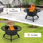 Reguliuojamo aukščio lauko ugniakuras su 360° besisukančiu griliumi (Juoda)