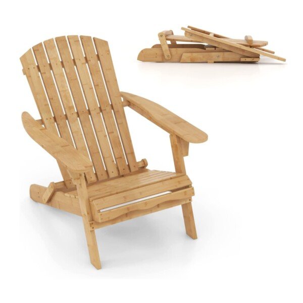 Sulankstoma bambukinė „Adirondack“ kėdė (Natūrali)