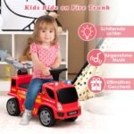 Vaikiškas elektromobilis gaisrinės automobilio formos su burbulų pūtimo funkcija (Raudona)