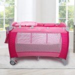 Daugiafunkcis kelioninis lopšys-maniežas su supimo funkcija ir priedais (Rožinė)