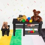 Bambukinė batų spintelė su sėdyne (Juoda)