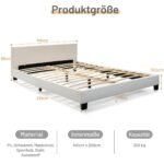 Dvipusio dydžio lovos rėmas su LED apšvietimu ir valdymo pulteliu (Balta)
