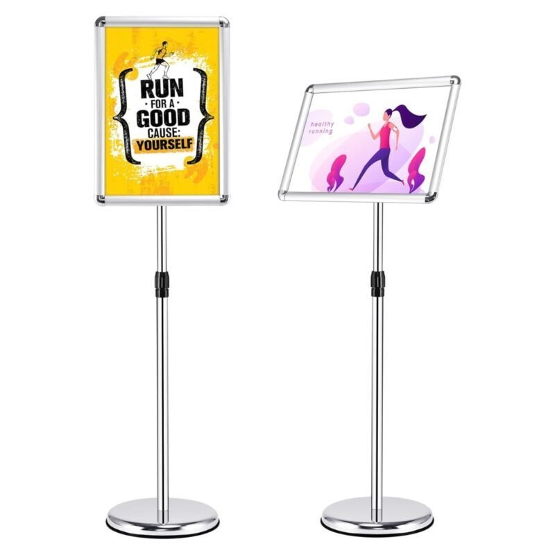 Reguliuojamo aukščio ir pasukamas A3 formato informacinis stendas (Sidabrinė)