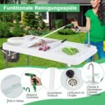 Sulankstomas lauko stalas su kriaukle ir čiaupu (Juoda ir balta)