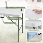 Sulankstomas lauko stalas su dvigubu praustuve (Balta)