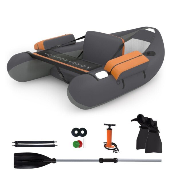 Pripučiamas meškeriojimo plaustas su priedais (Juoda)