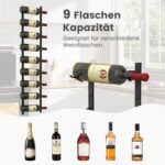 Dvino laikiklis ant sienos 9 buteliams metalinis 22 x 13 5 x 109 cm (Juoda)