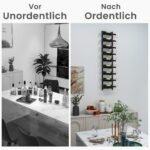 Dvino laikiklis ant sienos 9 buteliams metalinis 22 x 13 5 x 109 cm (Juoda)