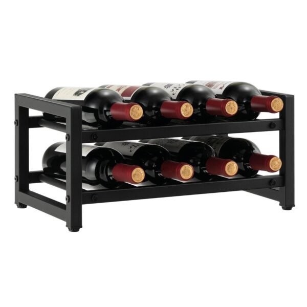 Dvipusis metalinis stovas 8 vyno buteliams (Juoda)