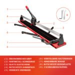 Rankinis plytelių pjaustytuvas 120 cm pjovimo ilgis kampu reguliuojama liniuotė (Juoda)