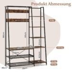 5-in-1 prieškambario drabužių kabykla su suoliuku ir pakabomis (Ruda)