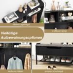 Stilinga prieškambario spintelė su suoliuku ir pakaba (Juoda)