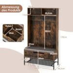 Kompaktiška 4-in-1 rūbų ir batų spintelė su sėdimaja vieta (Ruda)