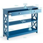 Konsolinis staliukas su stalčiumi ir lentyna (Mėlyna)