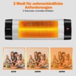 Elektrinis sieninis infraraudonųjų spindulių šildytuvas su nuotolinio valdymo pulteliu (Juoda ir sidabrinė)