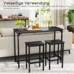 Valgomojo komplektas su aukštu staliuku ir dviem kėdutėmis (Juoda)