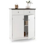 Kompaktiška vonios spintelė su dviem stalčiais ir durelėmis (Balta)