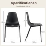 Modernus virtuvės kėdžių komplektas (4 vnt.) metalinės kojelės (Juoda)