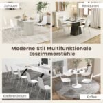 Valgomojo kėdžių komplektas (4 vnt.) su metalinėmis kojelėmis (Balta)