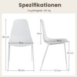 Valgomojo kėdžių komplektas (4 vnt.) su metalinėmis kojelėmis (Balta)