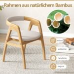 Erdvus fotelis su bambukiniu dizainu atlošu ir paminkštintu sėdimuoju paviršiumi (Natūrali)