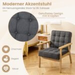 Patogus fotelis su atlošimo funkcija ir natūralaus medžio porankiais (Pilka)