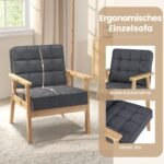 Patogus fotelis su atlošimo funkcija ir natūralaus medžio porankiais (Pilka)