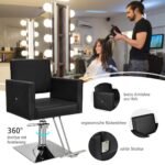 Hidrauliškai reguliuojama kirpyklos kėdė su 360° sukimusi (Juoda)