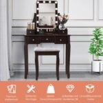 Modernus kosmetinis staliukas su taburete ir apšvietimu (Ruda)