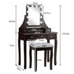 Modernus kosmetinis staliukas su taburete ir apšvietimu (Ruda)